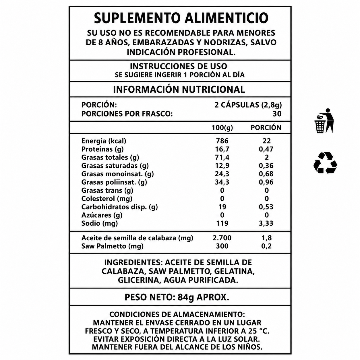 Pumpkin Seed Oil + Saw Palmetto - Salud de la Próstata, Crecimiento Capilar y bienestar masculino.