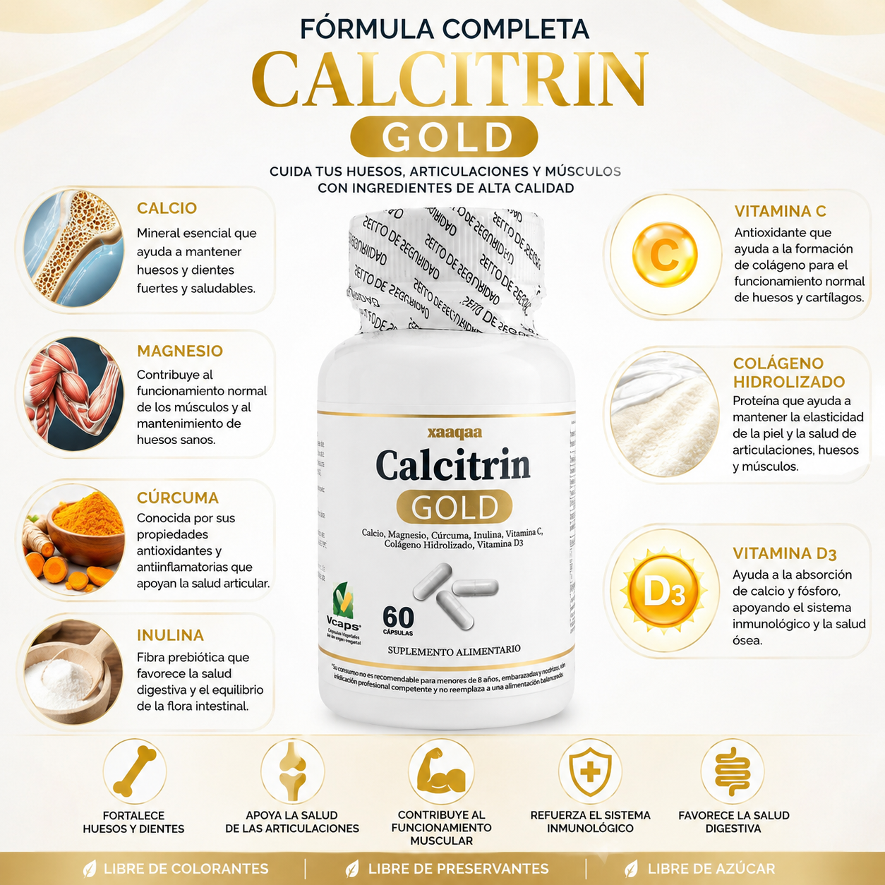 💛 CALCITRIN GOLD - Nutrición Completa para tus Huesos, Articulaciones y Músculos
