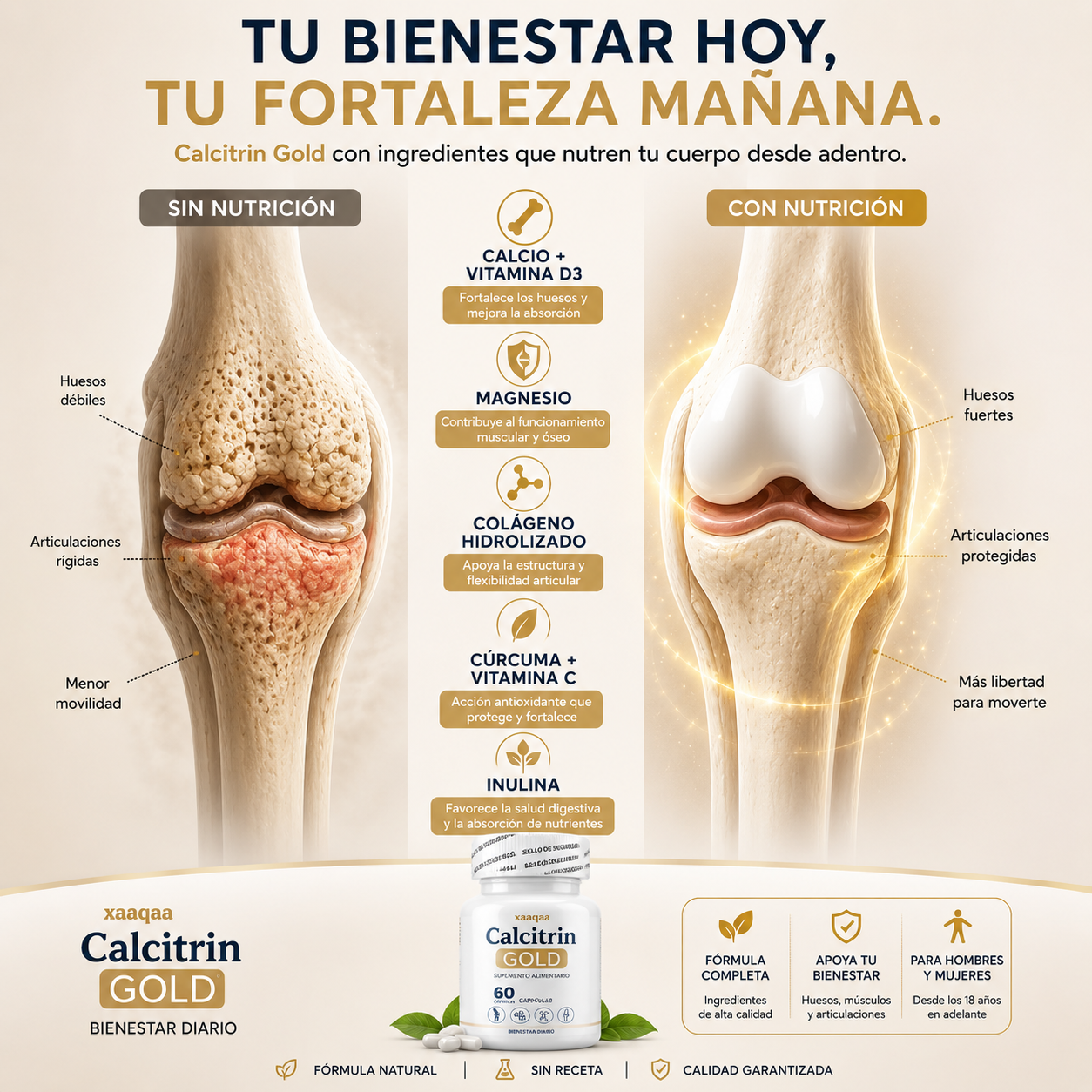 💛 CALCITRIN GOLD - Nutrición Completa para tus Huesos, Articulaciones y Músculos
