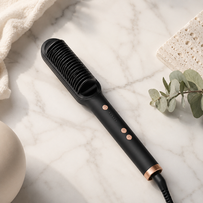Cepillo alisador antifrizz — cabello liso en 3 minutos, sin salón