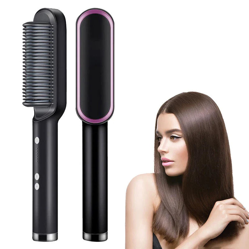 Cepillo alisador antifrizz — cabello liso en 3 minutos, sin salón